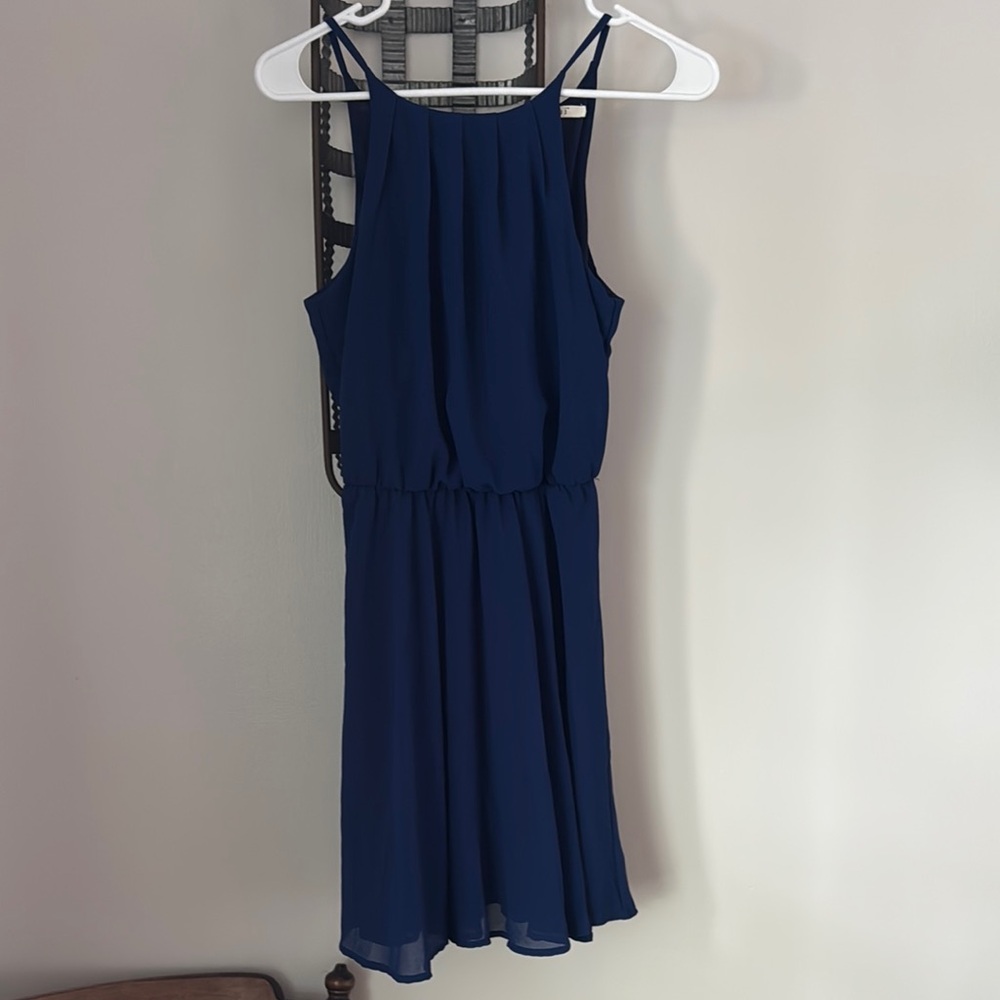 Elegant Navy Blue Sleeveless Dress